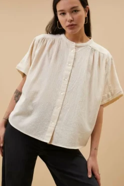 By bar Blouses*alex rib blouse | off white
