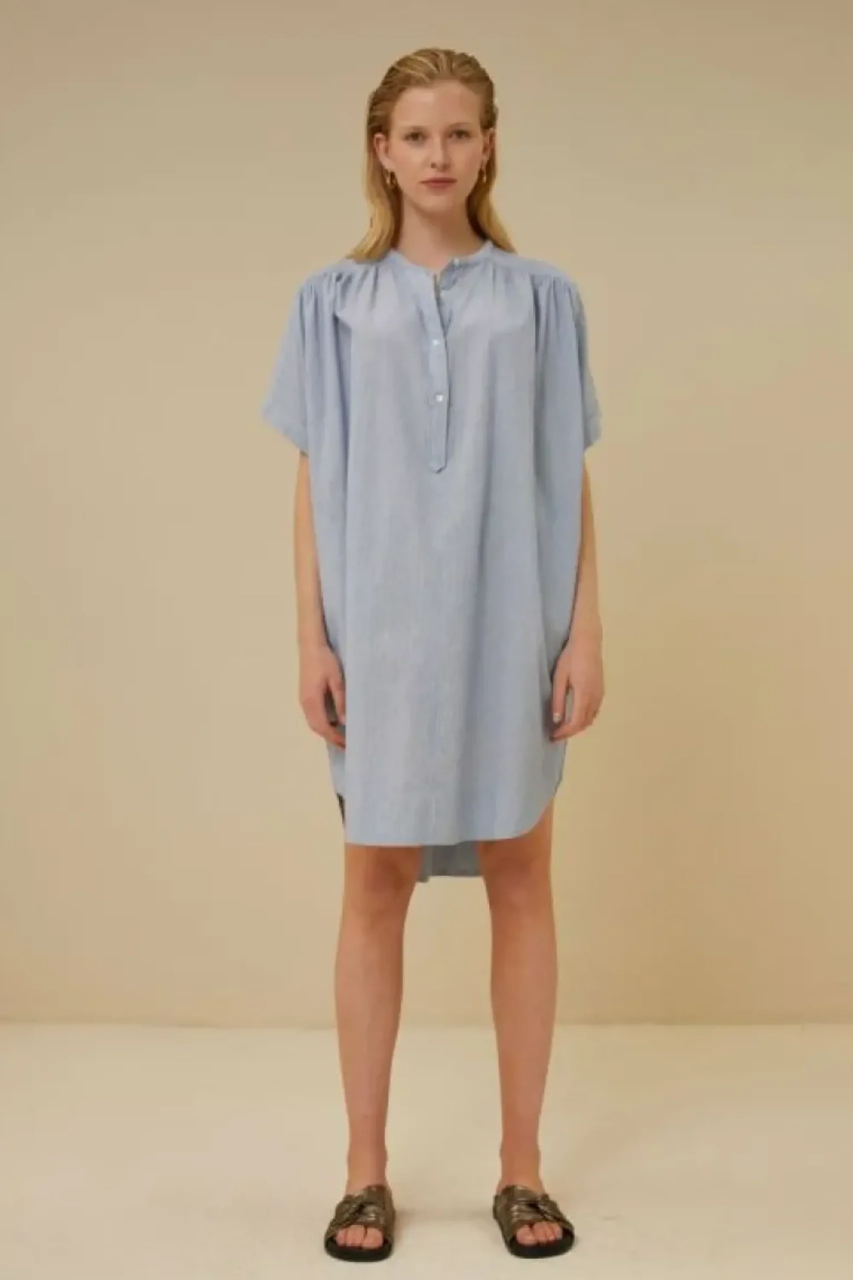 By bar Jurken*amber pin stripe dress | indi grey