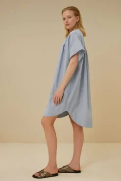 By bar Jurken*amber pin stripe dress | indi grey