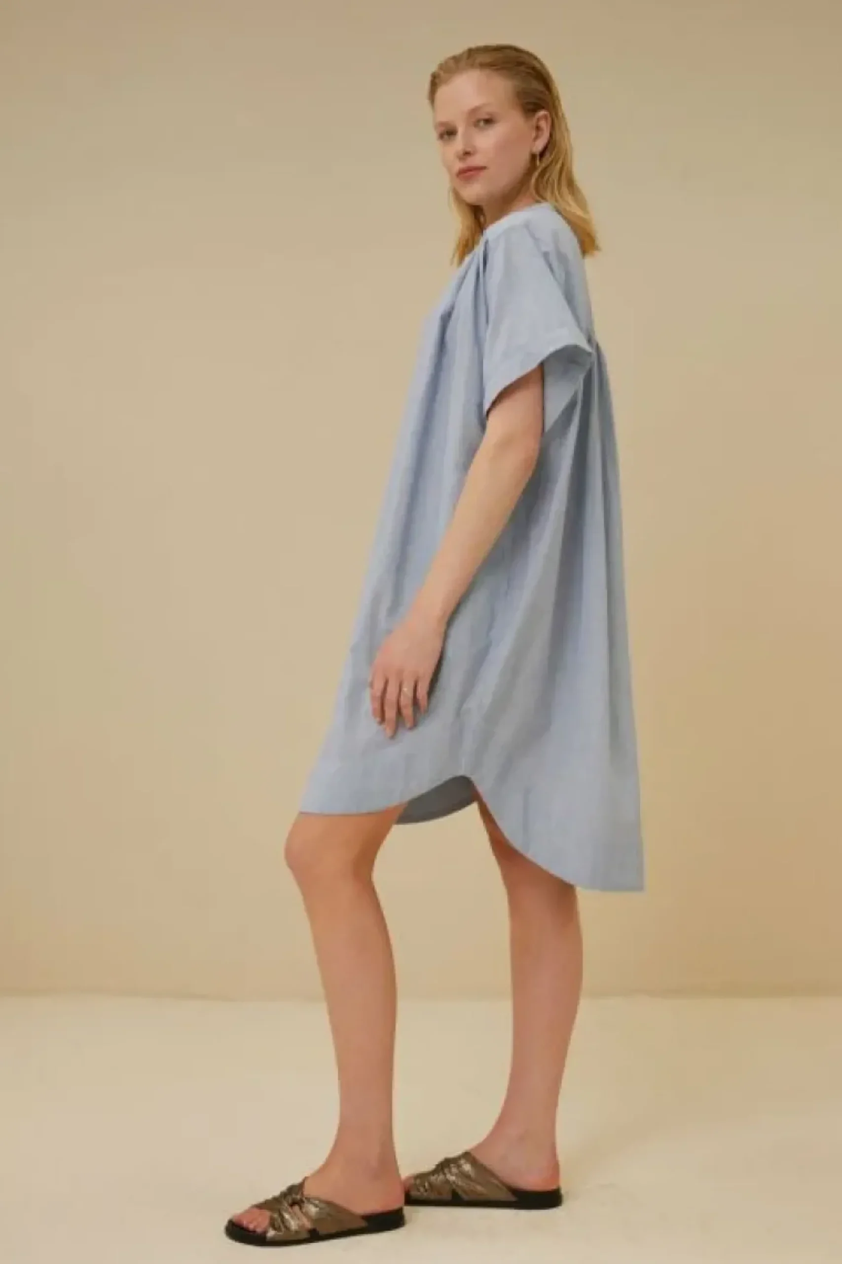 By bar Jurken*amber pin stripe dress | indi grey