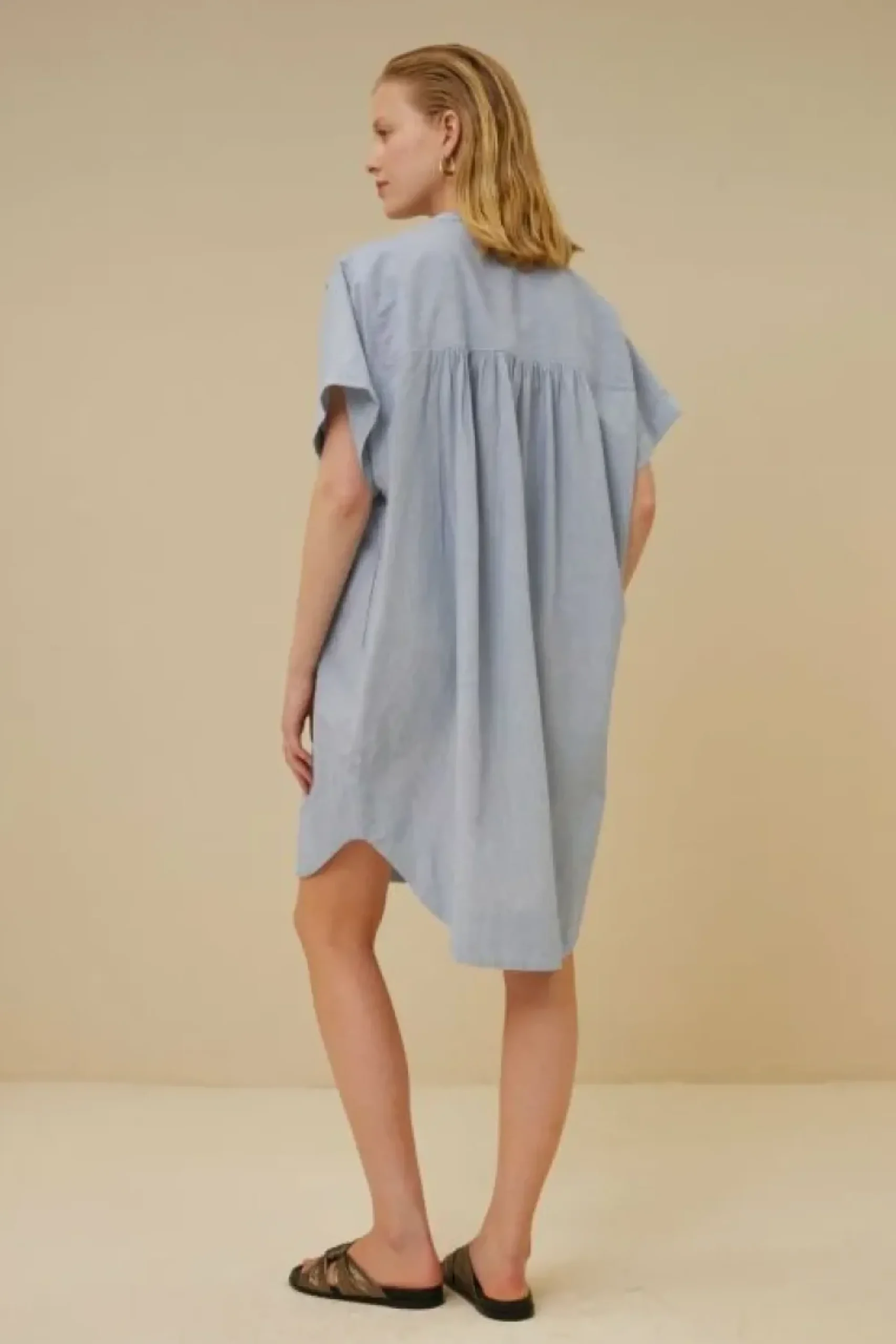 By bar Jurken*amber pin stripe dress | indi grey