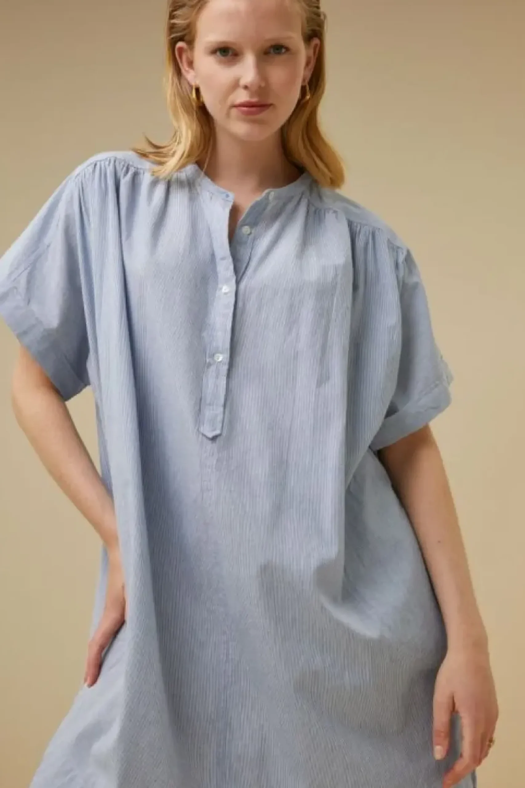 By bar Jurken*amber pin stripe dress | indi grey