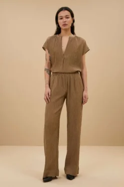 By bar Broeken*amie lurex pants | gold