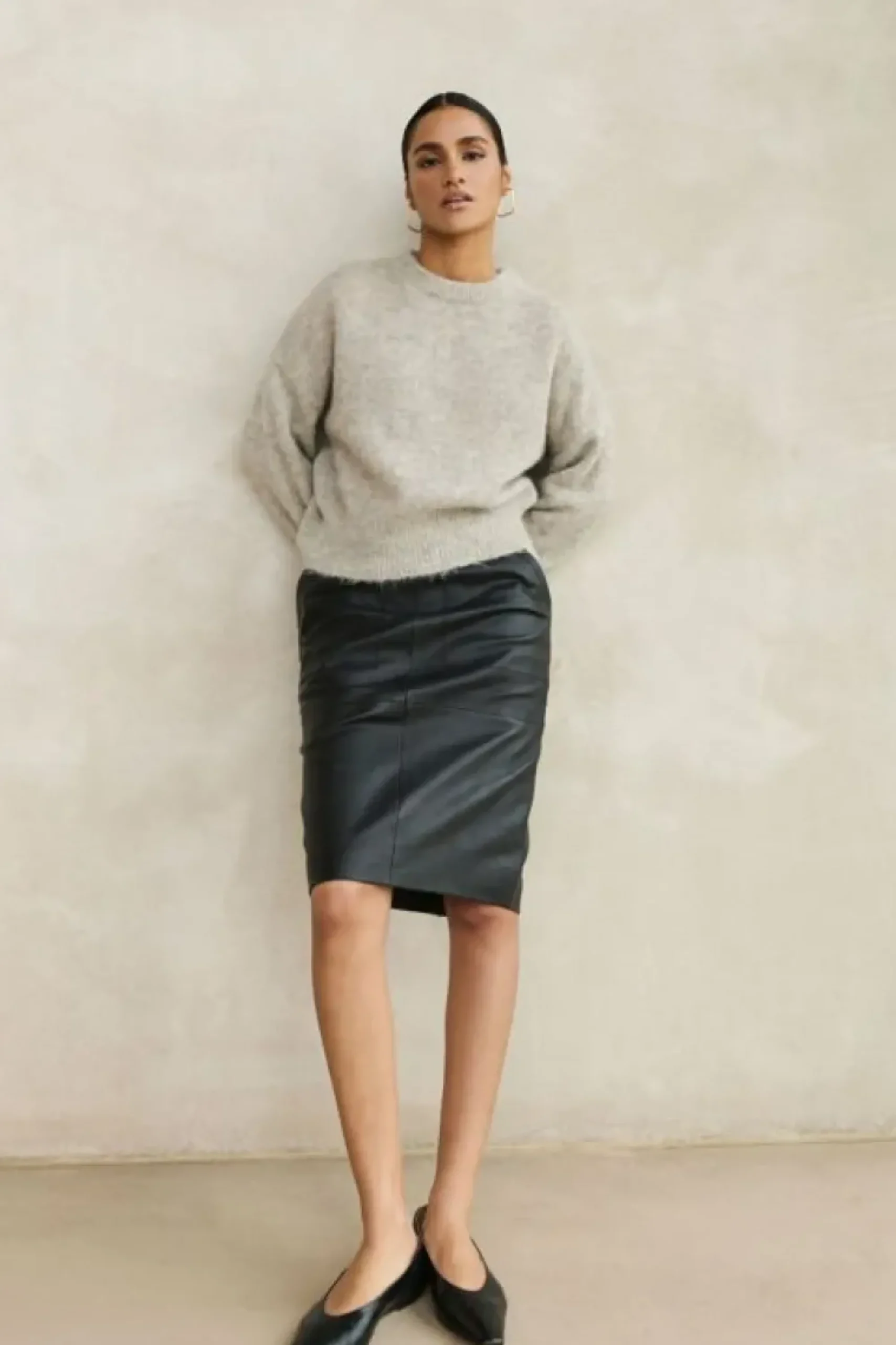 By bar Rokken*basic leather skirt | black