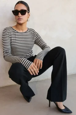 By bar Tops & Shirts*basic ls stripe top | chalk