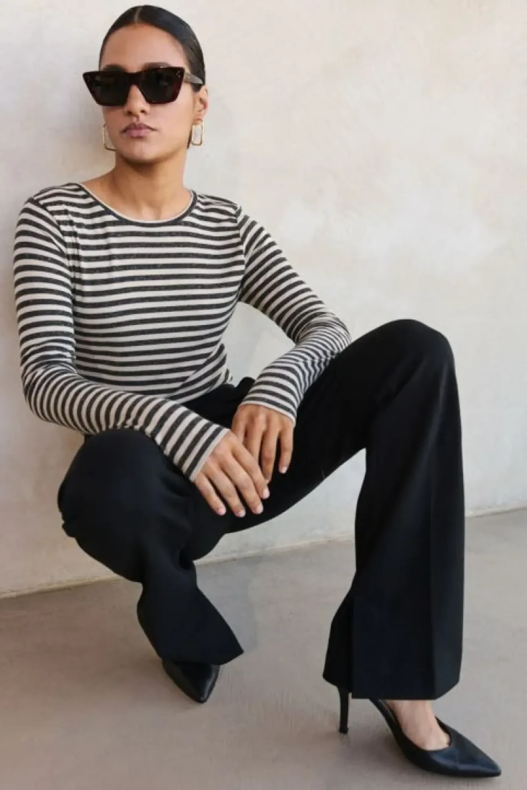 By bar Tops & Shirts*basic ls stripe top | chalk