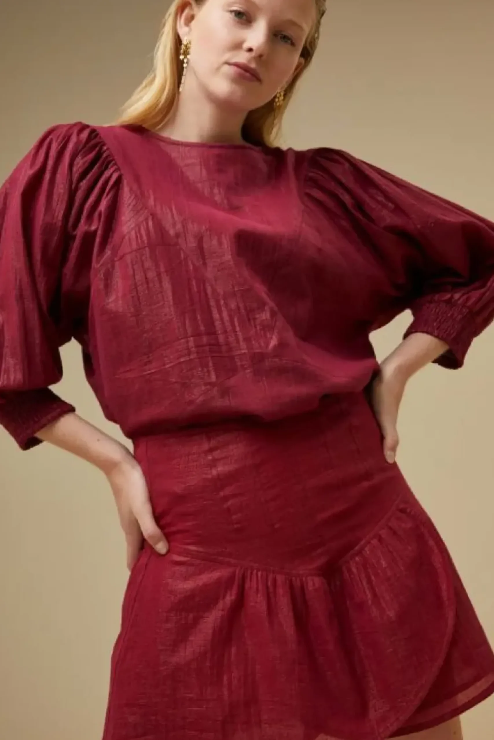 By bar Rokken*belle metallic skirt | grenache