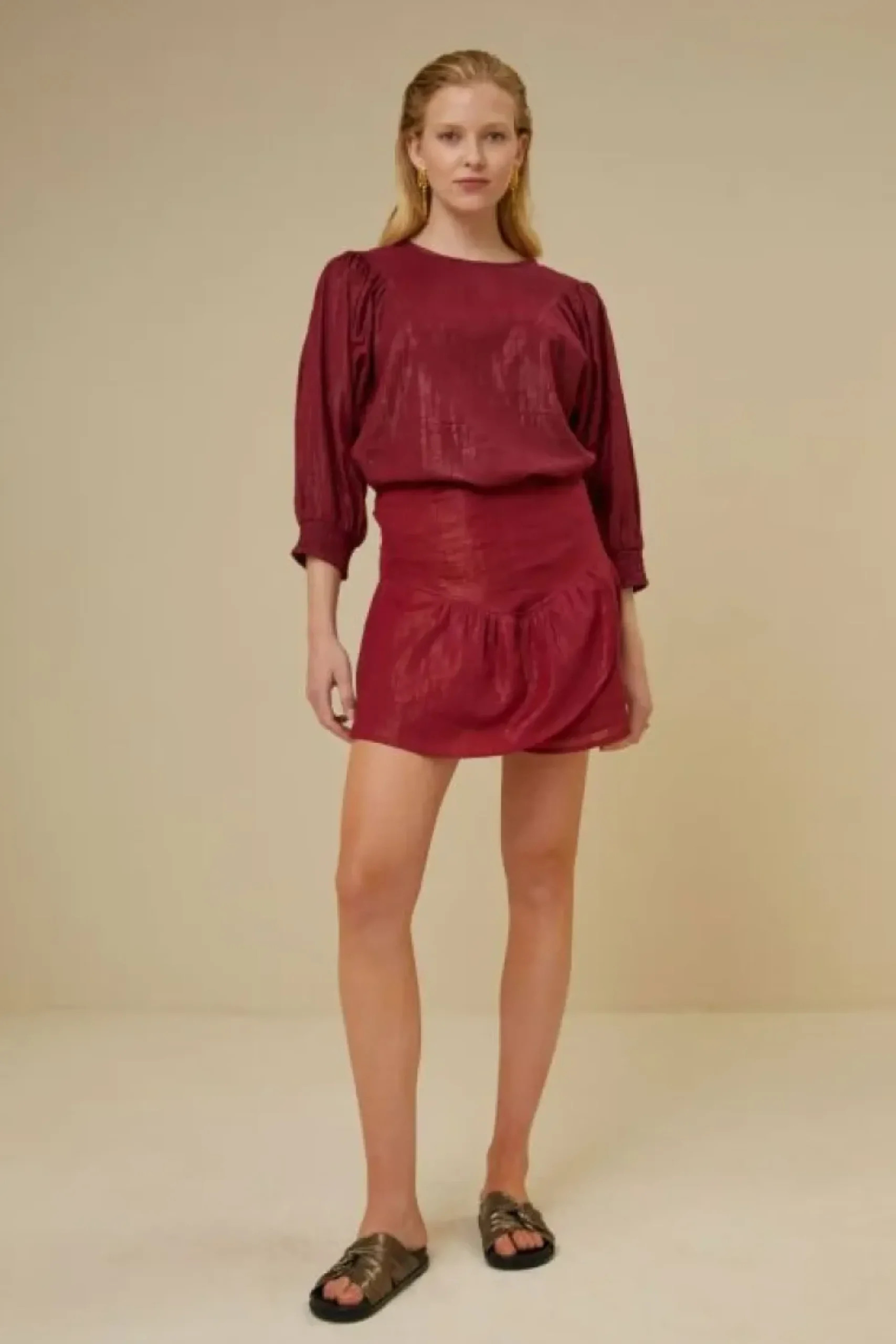 By bar Rokken*belle metallic skirt | grenache