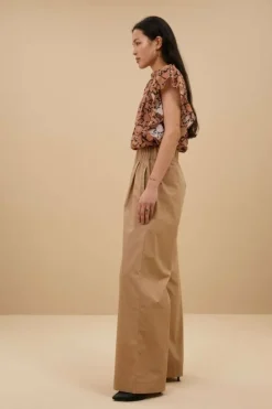 By bar Broeken*benji poplin pants | camel