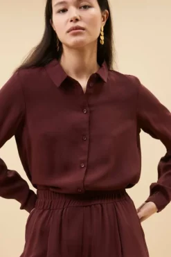 By bar Broeken*benji satin stripe pants | pecan