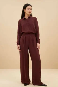By bar Broeken*benji satin stripe pants | pecan