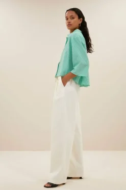 By bar Blouses*bernie blouse | green seer stripe
