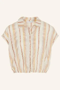 By bar Blouses*bieke gloss stripe blouse | pastel gloss stripe