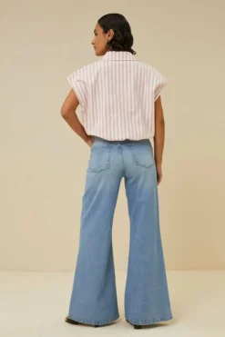 By bar Blouses*bieke linen stripe blouse | bubblegum