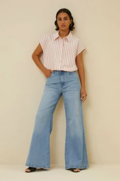 By bar Blouses*bieke linen stripe blouse | bubblegum