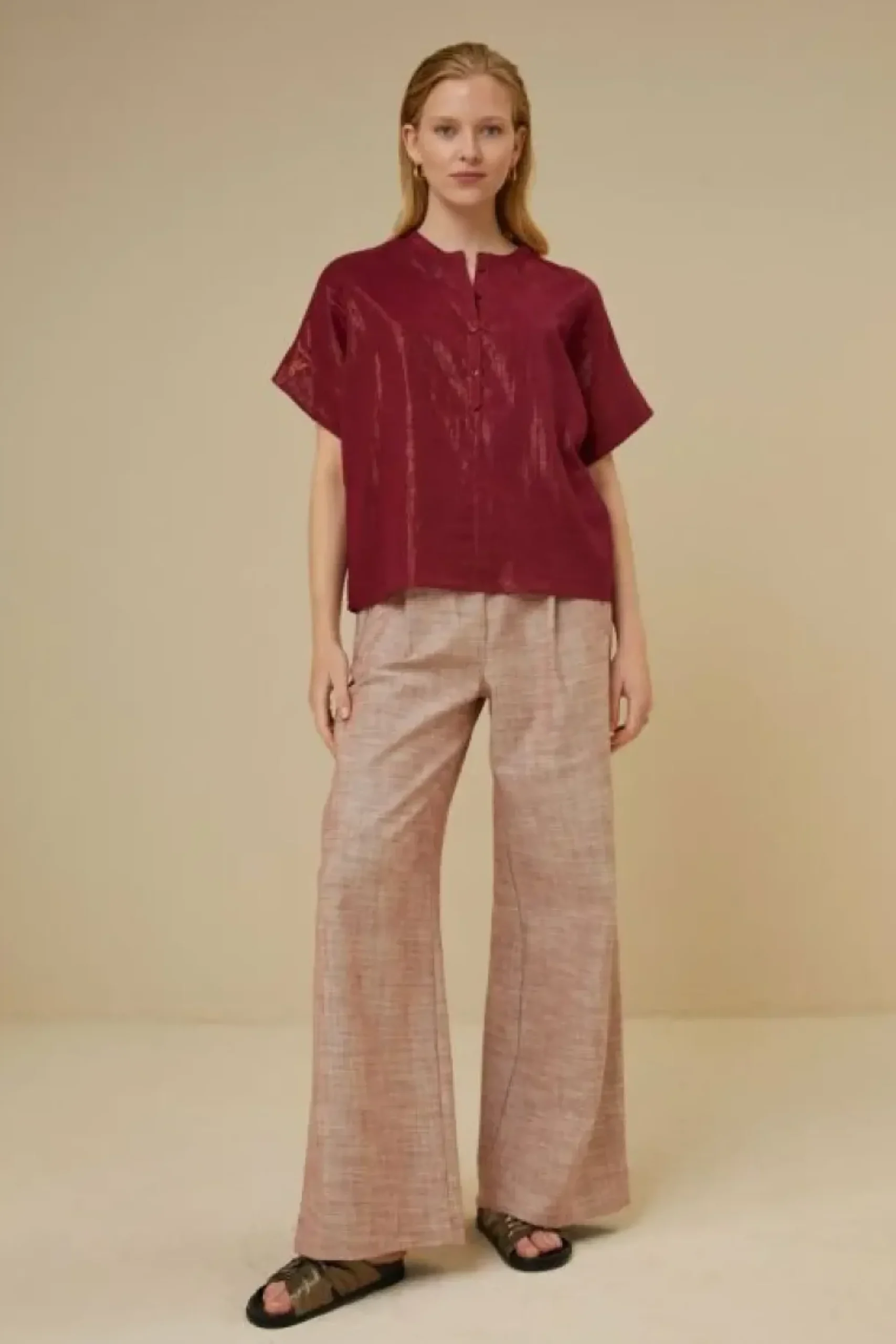 By bar Blouses*bo metallic blouse | grenache