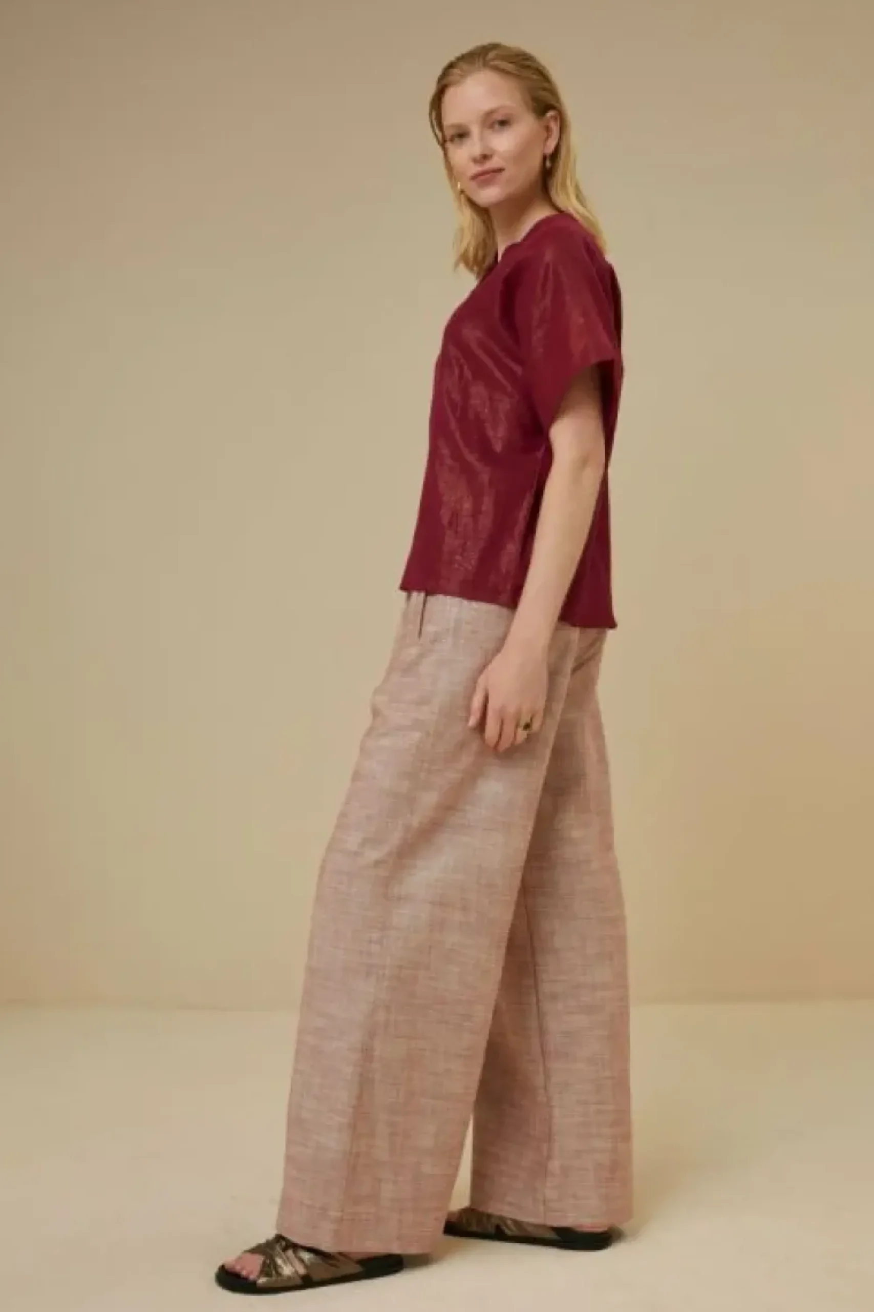 By bar Blouses*bo metallic blouse | grenache