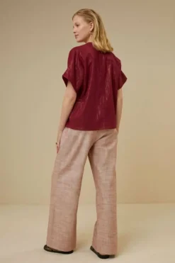 By bar Blouses*bo metallic blouse | grenache