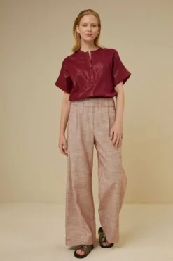 By bar Blouses*bo metallic blouse | grenache