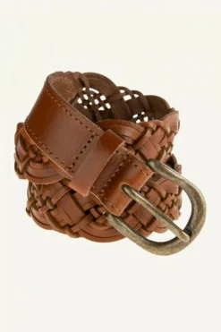 By bar Riemen*braided leather belt | cognac