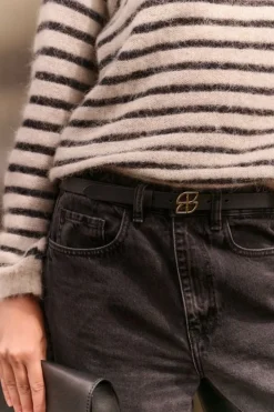 By bar Riemen*buckle logo belt | black