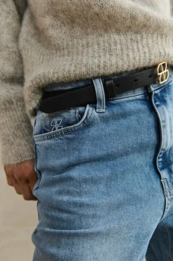 By bar Riemen*buckle logo belt | black