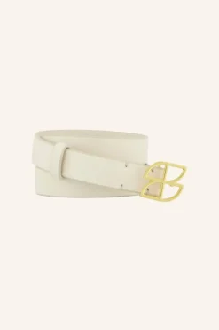 By bar Riemen*buckle logo belt | pearl