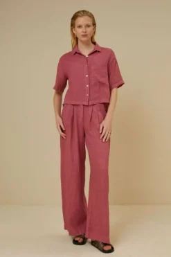 By bar Blouses*cris linen blouse | raspberry