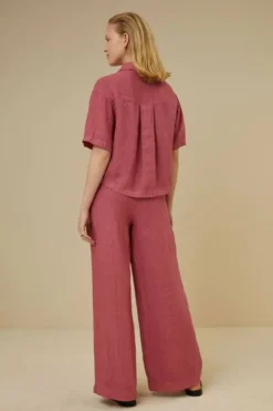 By bar Blouses*cris linen blouse | raspberry