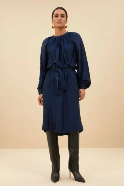 By bar Jurken*dae gloss stripe dress | blue nights