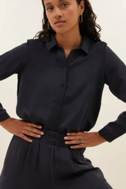 By bar Blouses*donna satin stripe blouse | graphite