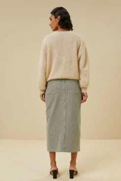 By bar Rokken*elba stripe skirt | jet black