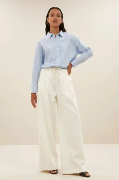 By bar Blouses*elvie stripe chambray blouse | light blue stripe
