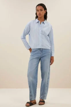 By bar Blouses*elvie stripe chambray blouse | light blue stripe