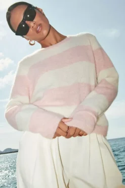 By bar Truien*gwen big stripe pullover | pink big stripe