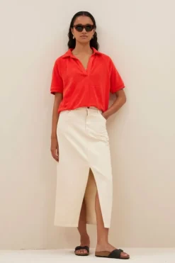 By bar Tops & Shirts*harper slub top | poppy red