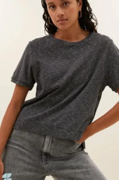 By bar Tops & Shirts*hope thin stripe top | jet black