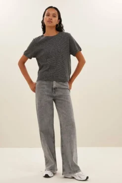 By bar Tops & Shirts*hope thin stripe top | jet black