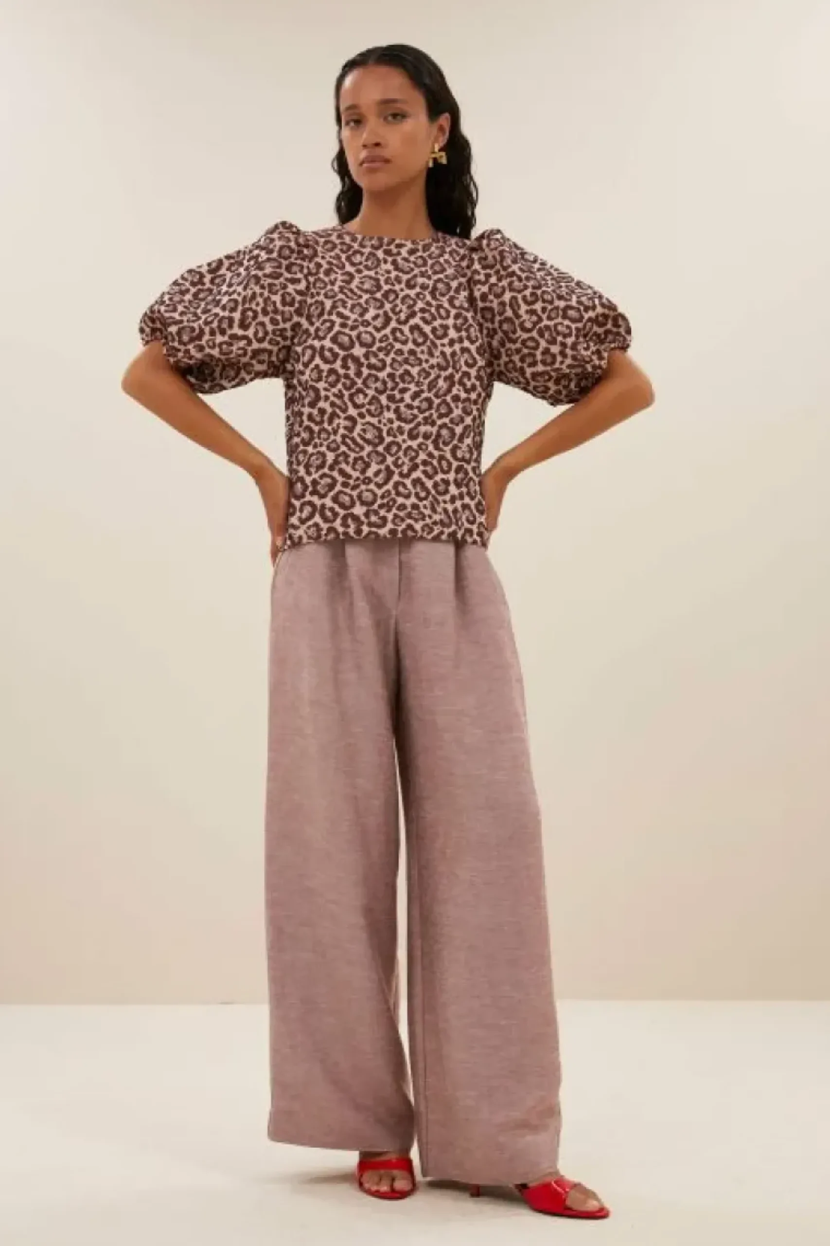 By bar Blouses*jet blouse | pink cheetah print