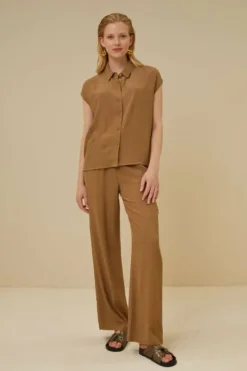 By bar Blouses*kiek viscose top | khaki