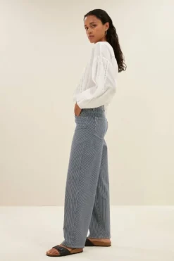 By bar Jeans|Broeken*lew stripe pants | dark blue stripe