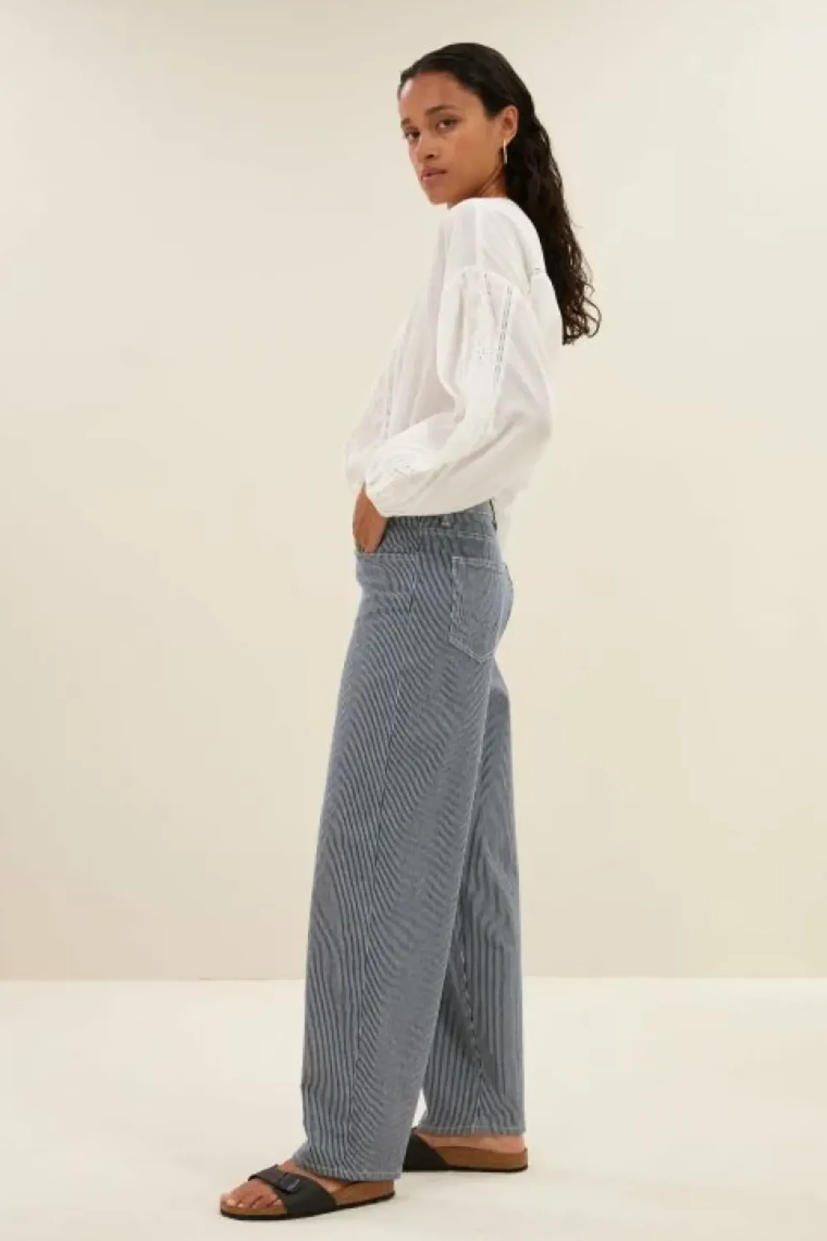 By bar Jeans|Broeken*lew stripe pants | dark blue stripe