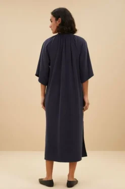 By bar Jurken*louisa slub dress | midnight