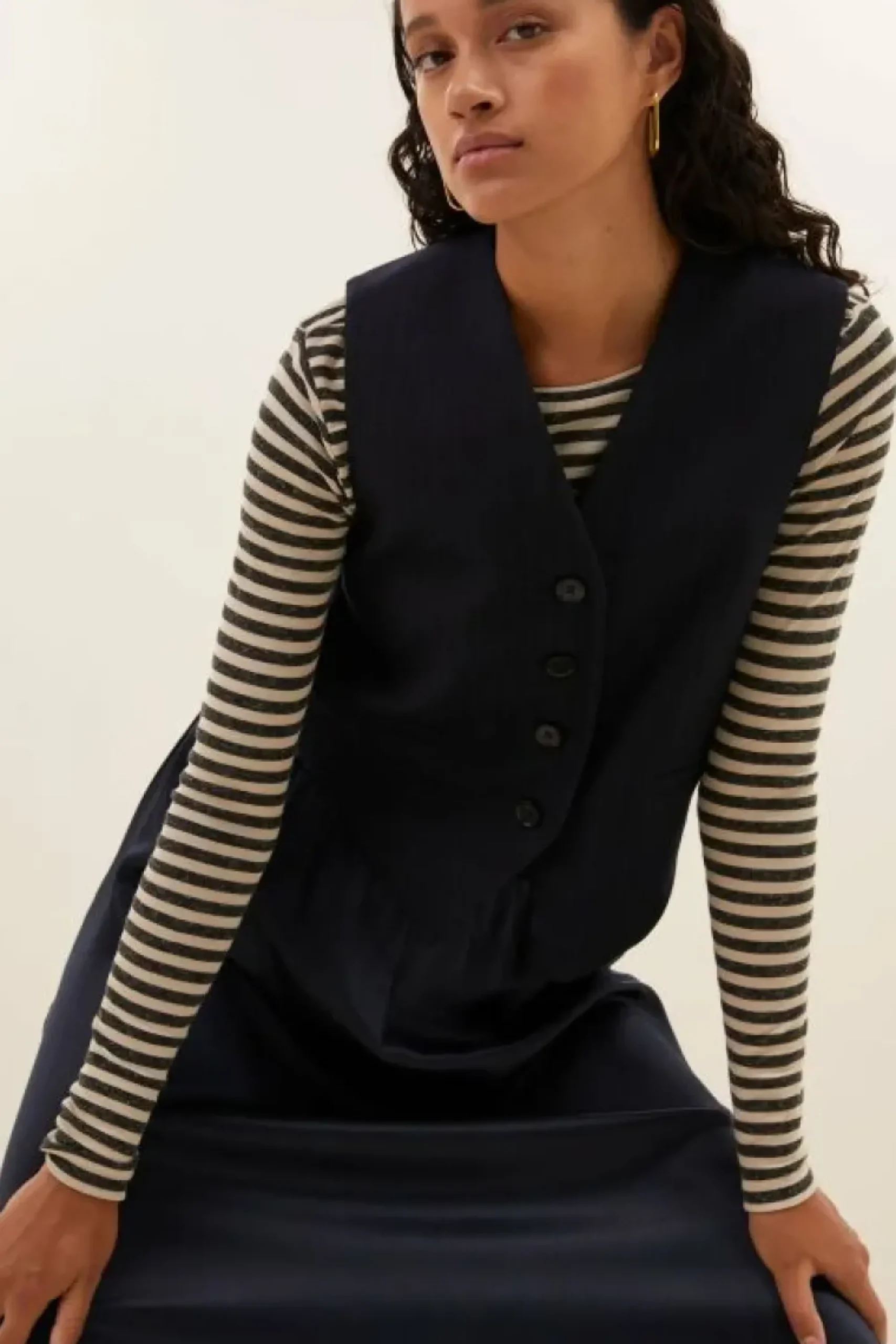 By bar Gilets & Spencers|Jassen*lynn pinstripe gilet | midnight