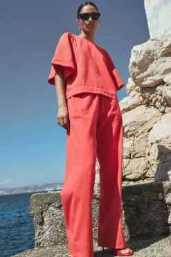 By bar Broeken*mees twill pants | poppy red