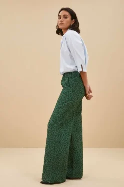 By bar Broeken*neal leo pants | green panter print