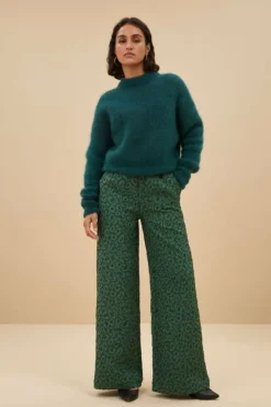 By bar Broeken*neal leo pants | green panter print
