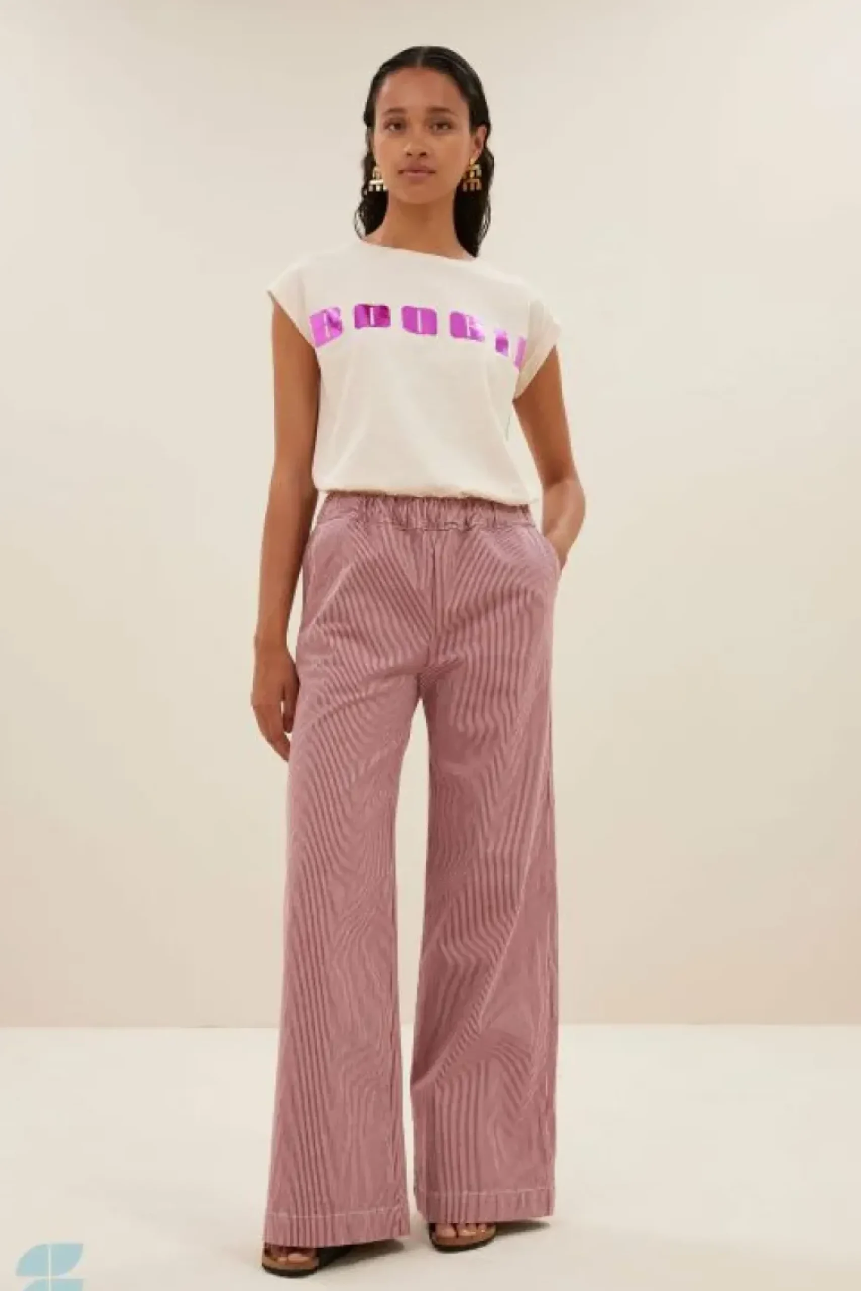 By bar Broeken*neal stripe pants | cherry milky stripe