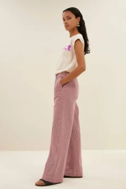 By bar Broeken*neal stripe pants | cherry milky stripe