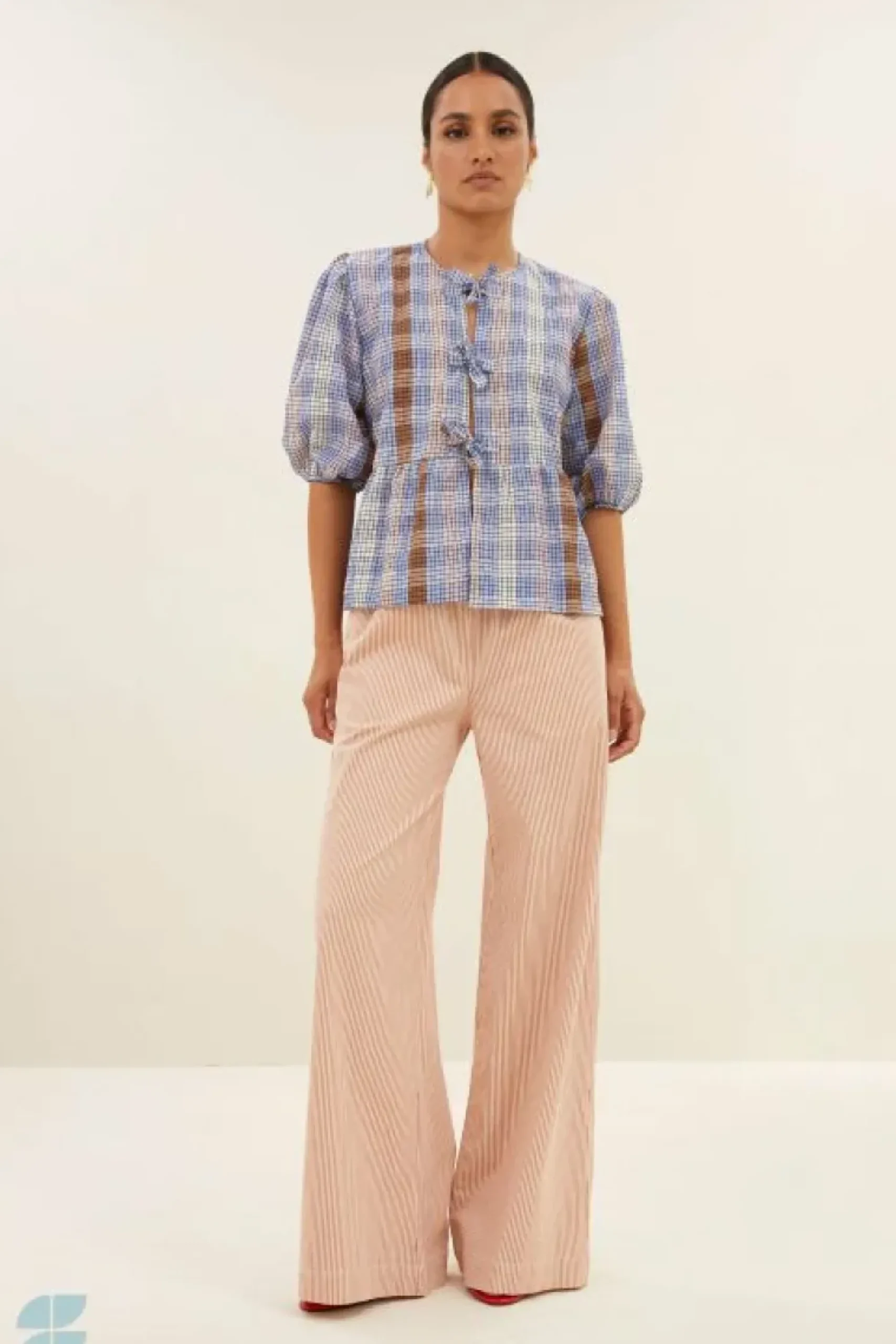 By bar Broeken*neal stripe pants | pink milky stripe